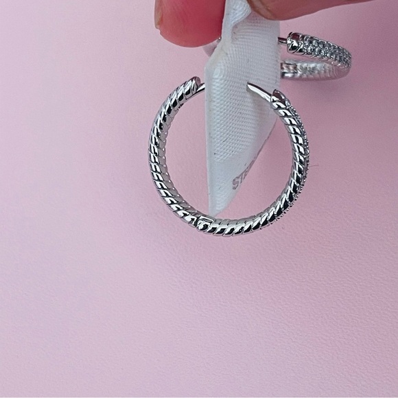 925 Sterling Silver Hoop Earrings - Picture 3 of 9